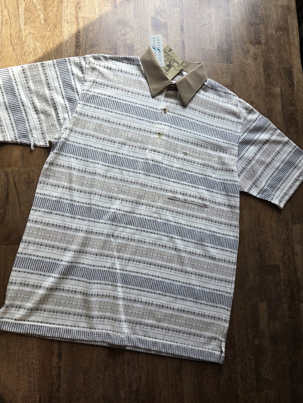 NWT Vintage Arnold Palmer Funky Neutral Casual Short Sleeve Polo Shirt